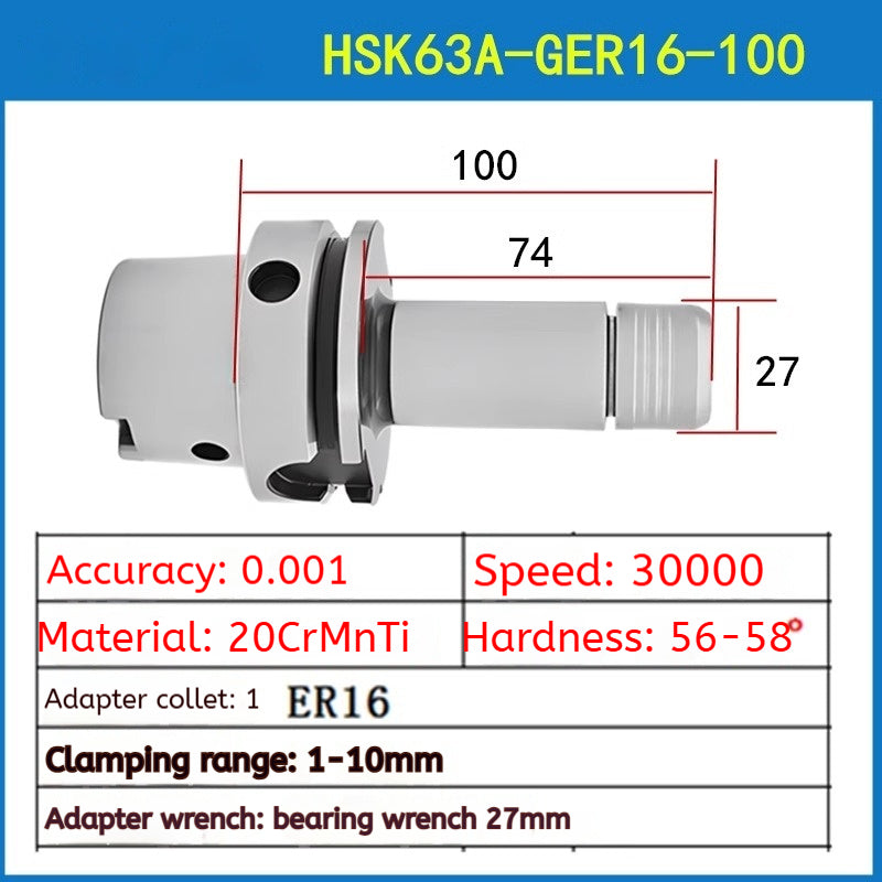10012 HSK63A high speed tool holder CNC machining center CNC tool holder HSK GER16 20 25 32 high precision tool holder Shandong Denso Pricision Tools Co.,Ltd.